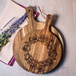 Acacia Cutting Board | Theme engraved design