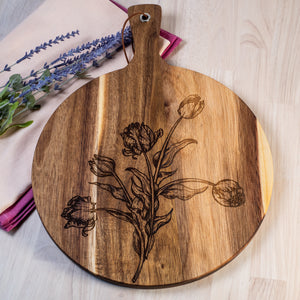 Acacia Cutting Board | Theme engraved design